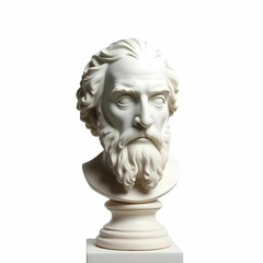 a bust of a philosopher isolated on the white background