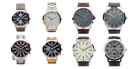 Stylish Watches on Transparent Background
