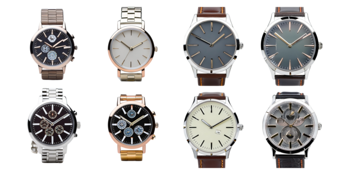 Stylish Watches on Transparent Background