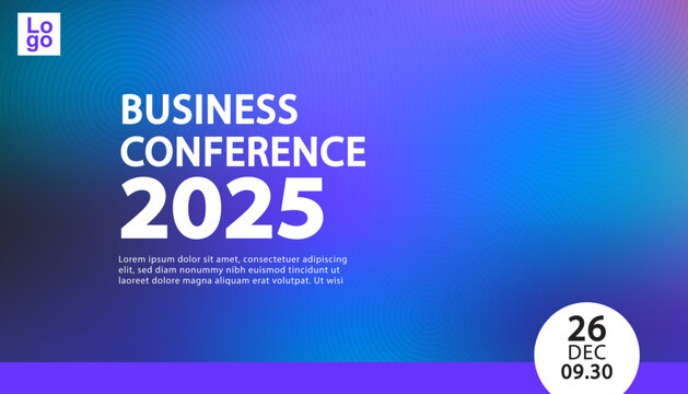 Abstract banner template with a modern gradient background for a business conference announcement. A futuristic and dynamic poster design for a corporate meeting, webinar, seminar, or online course.