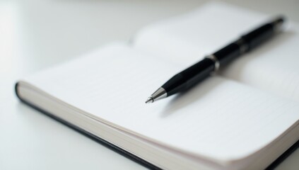 Simple Pen on Open Notebook. Ideal for office, educational, or writing-related designs with a clean and minimalistic aesthetic