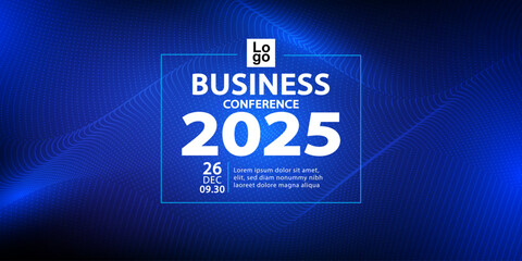 Banner to the online conference background. Web media event. Dynamic Background. Futuristic Poster for Corporate Meeting, Online Courses, Webinar, Seminar. Conference, Business Event Announcement.