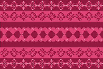 Geometric, seamless,pixel traditional ethnic, thai pattern, fabric pattern for textiles, rugs, wallpaper, clothing, sarong, batik, wrapping, embroidery, print, background, cover, illustration, vector.