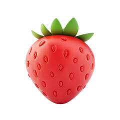 Strawberry 3d cute style. Isolated on transparent background, cutout.
