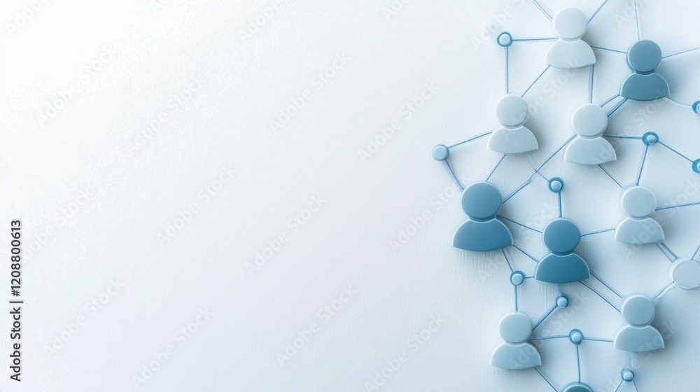 Poster social network network of interconnected profile icons, data streams flowing between users, represen