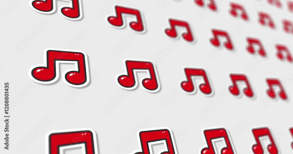 Poster animated pattern design of colorful musical notes on light and dark background