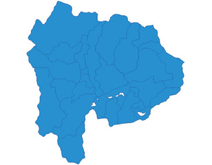 山梨県　地図　ブルー　イラスト