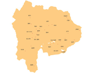 山梨県　地図　オレンジ　斑点　イラスト