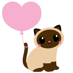 Valentine cat, romantic kitten, cute feline illustration, cat with hearts, love-themed kitty, adorable cat graphic, kitten holding heart, heart balloon feline, cat with love letter