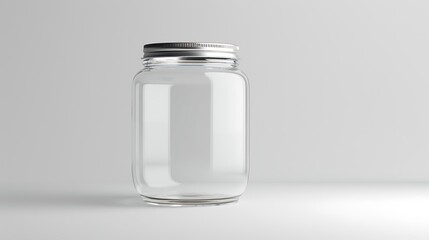 A classic clear glass jar on the beautifull empty background