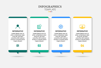 infographic template icons with 4 steps process. Business concept for workflow layout diagram and way from idea to income vector presentation concept