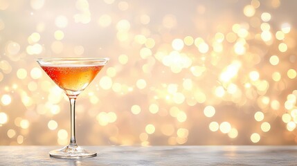 Elegant cocktail in a glass with a sparkling background, perfect for celebrations or nightlife themes.