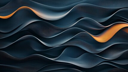 Abstract waves in dark tones with hints of orange create a dynamic and textured visual, evoking movement and depth.