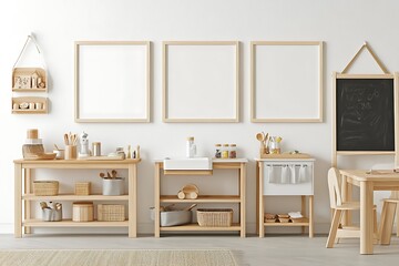 Minimalist childrens playroom three blank