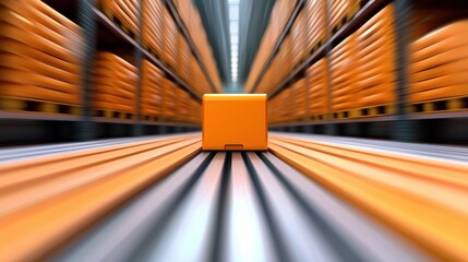 warehouse Logistics and Supply Chain Networks Automated guided vehicles moving goods through a vast warehouse, demonstrating the efficiency of modern logistics systems.