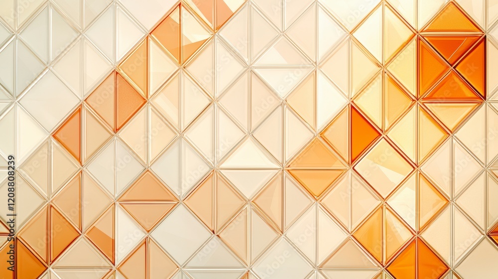 Poster textured geometric pattern featuring various sizes of orange and cream triangular shapes arranged in