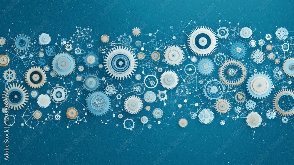 Poster colorful abstract background featuring circular patterns and textures, resembling gears or bubbles i