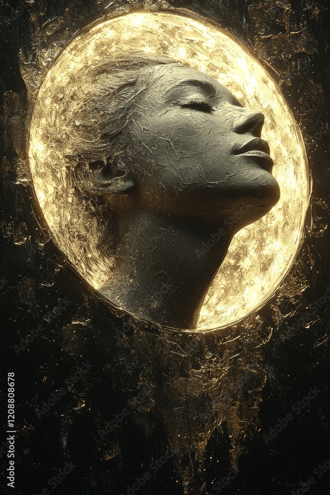 Poster ethereal artistic sculpture abstract gallery digital art illuminated setting close-up view serenity 