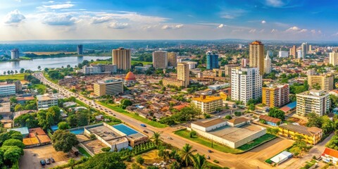 Fototapeta premium Panoramic view of the capital city Brazzaville in Republic of Congo , cityscape, skyline