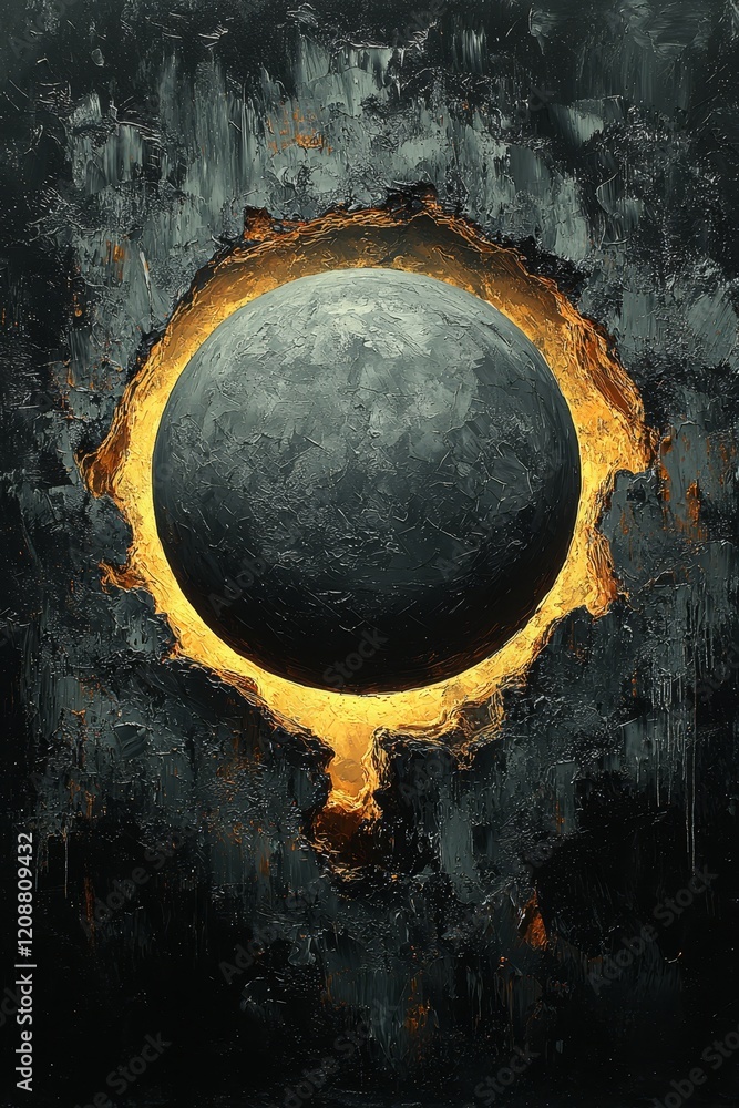 Poster eclipse phenomenon abstract art digital creation dark environment artistic perspective cosmic concep