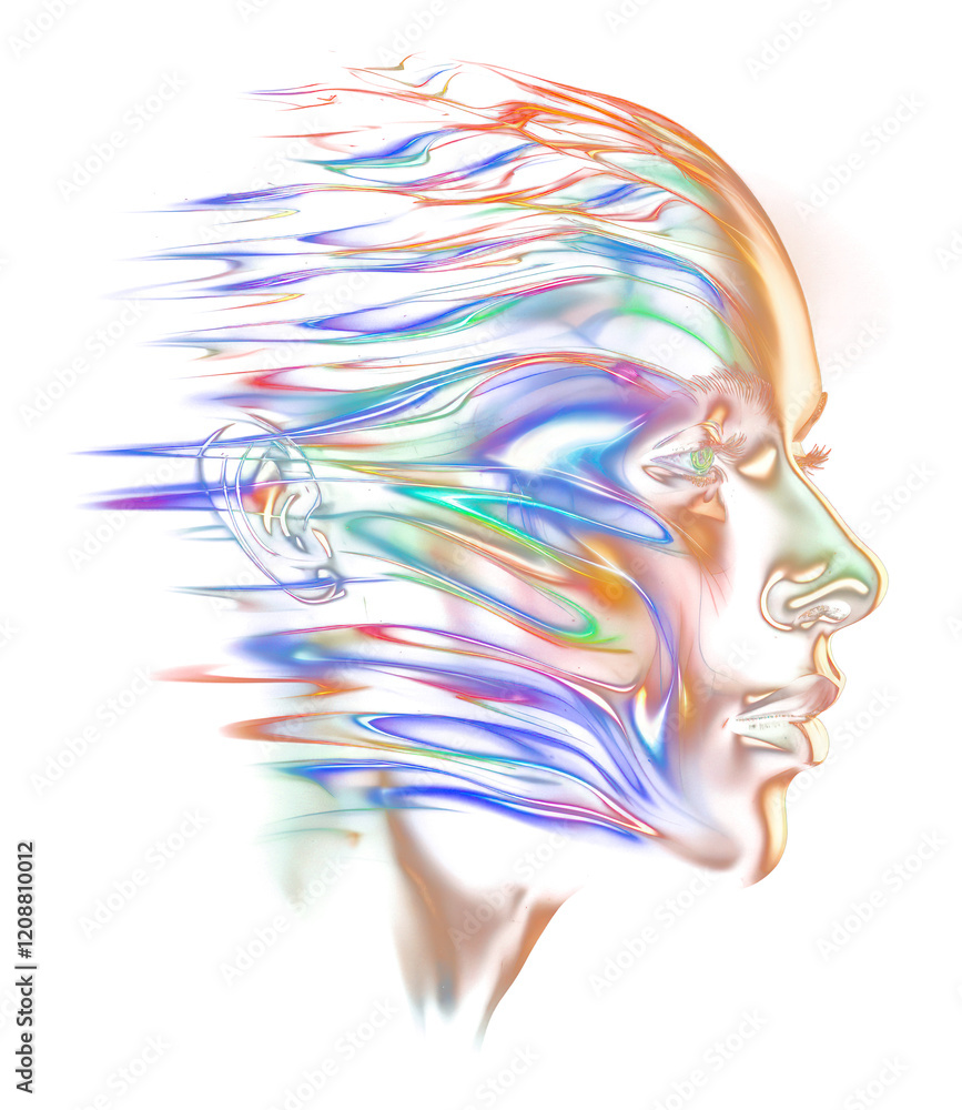Poster png psychedelic distorted illusion line lights effect portrait patterns effects.