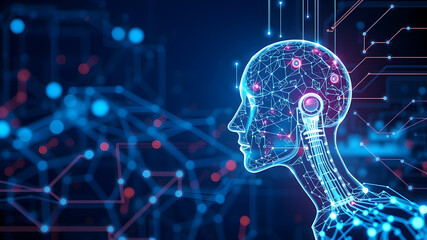 Artificial intelligence. Technology web background. Virtual concept 