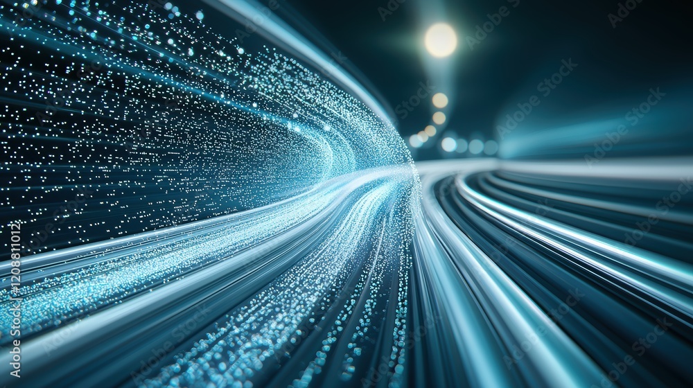 Poster train technology and innovation digital interface displaying data related to the hyperloop performan