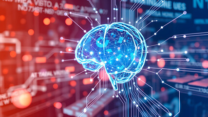 Artificial intelligence. Technology web background. Virtual concept 