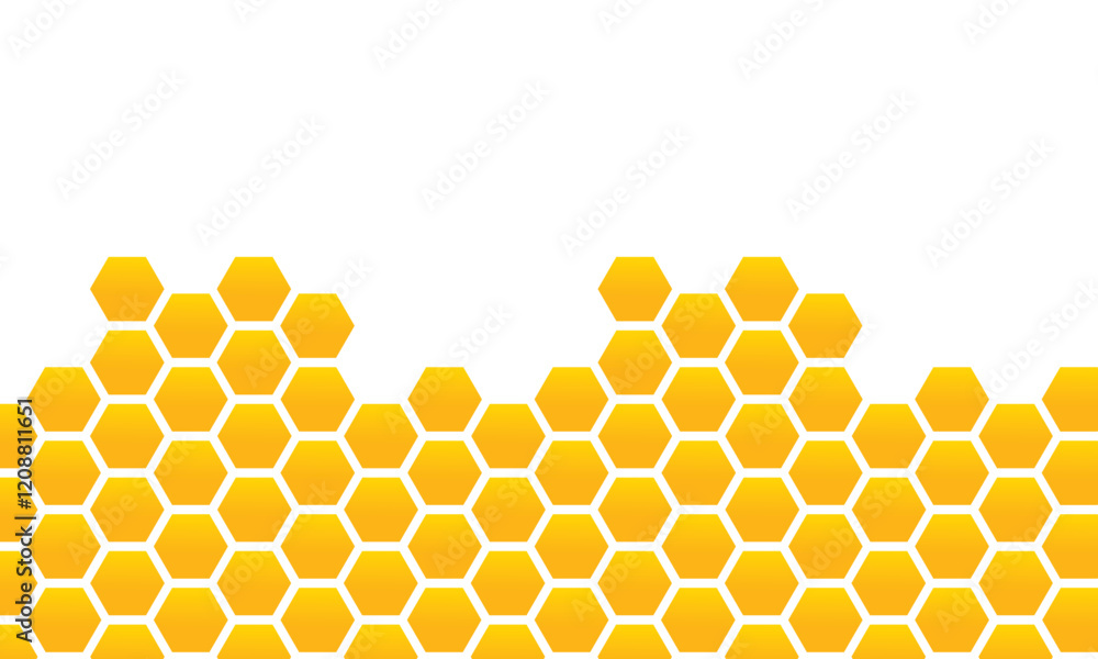 Poster vector seamless geometric pattern. modern thin hexagon grid texture. background yellow honeycomb in 