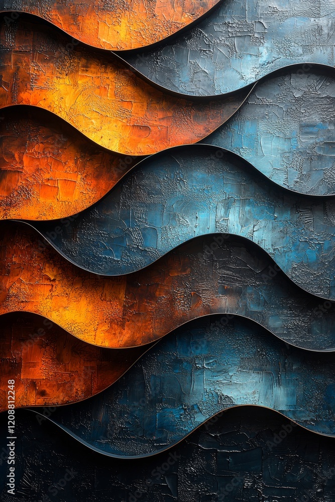 Aufkleber dynamic waves of colorful texture in modern abstract art creative gallery contemporary design vibran