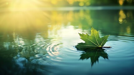 Leaf on Water: Nature's Serenity