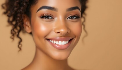 Naklejka premium Radiant Smile: A Portrait of Beauty and Confidence