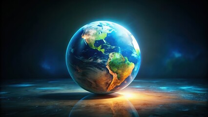 Abstract Earth hour concept with dark background and glowing Earth globe, Earth hour