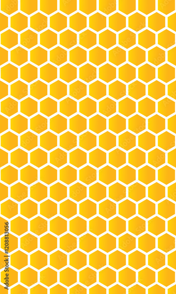 Poster vector seamless geometric pattern. modern thin hexagon grid texture. background yellow honeycomb eps