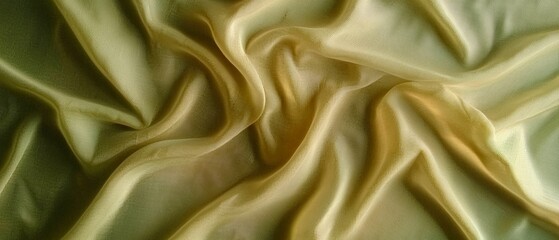Obraz premium Abstract Draped Olive Green Silk Fabric Texture Background