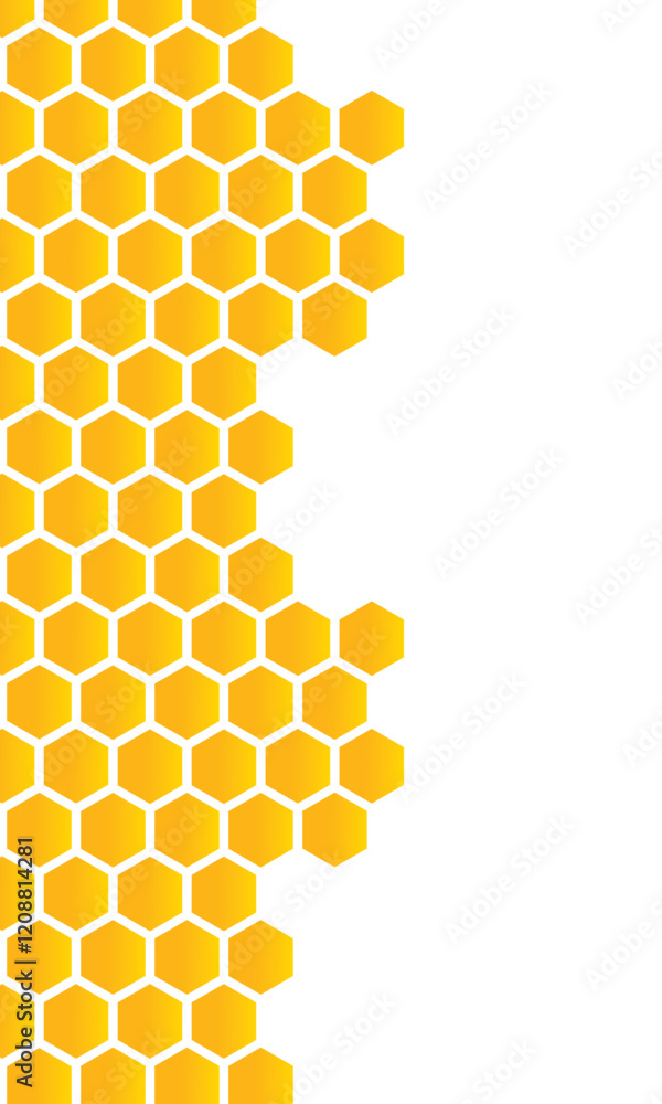 Poster vector seamless geometric pattern. modern thin hexagon grid texture. background yellow honeycomb in 