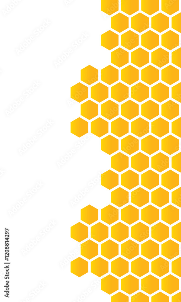 Poster vector seamless geometric pattern. modern thin hexagon grid texture. background yellow honeycomb in 