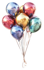 PNG Colorful balloons party shiny accessories.
