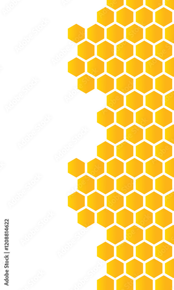 Poster vector seamless geometric pattern. modern thin hexagon grid texture. background yellow honeycomb in 
