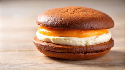 Decadent whoopie pie filled with orange cream, dessert, homemade, sweet, bakery, treat, delicious, dessert, pastry, snack