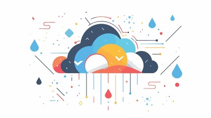 Cloud and Drops Vector Illustration with Flat Design for Creative Projects