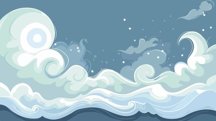 Dynamic Cloud and Wind Waves Flat Vector Illustration