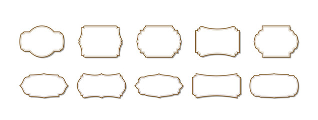Vintage blank frame labels collection. Simple decorative border design. Vector illustration