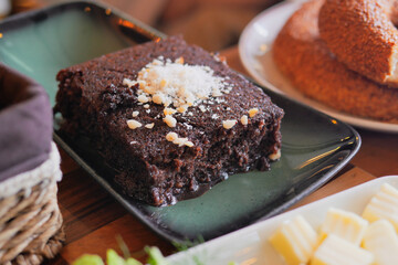 A Scrumptious Slice of Chocolate Cake Placed Elegantly on a Plate
