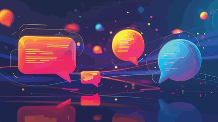 Vibrant Colorful Chat Bubbles and Text Messages Flat Vector Design