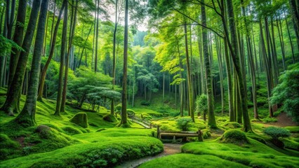 Lush green forest in Kyoto, Japan, Kyoto, Japan, forest, green, nature, trees, foliage, serenity, peaceful, landscape, travel