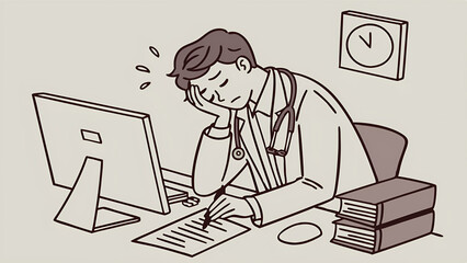 Illustrated Weary Doctor: The Daily Grind of a Medical Hero