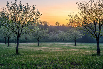 Fototapeta premium Sunrise in the Orchard