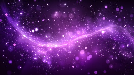 Fototapeta premium Digital purple particles wave and light abstract background with shining dots stars.
