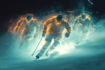 Fototapeta premium Fiery Hockey Action